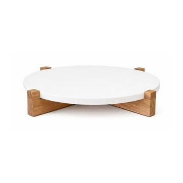 Marble and wood cake stand