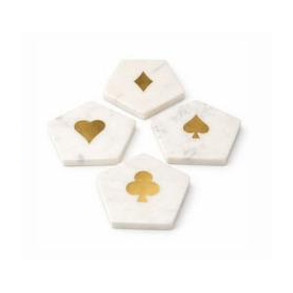 Marble coasters with brass inlay